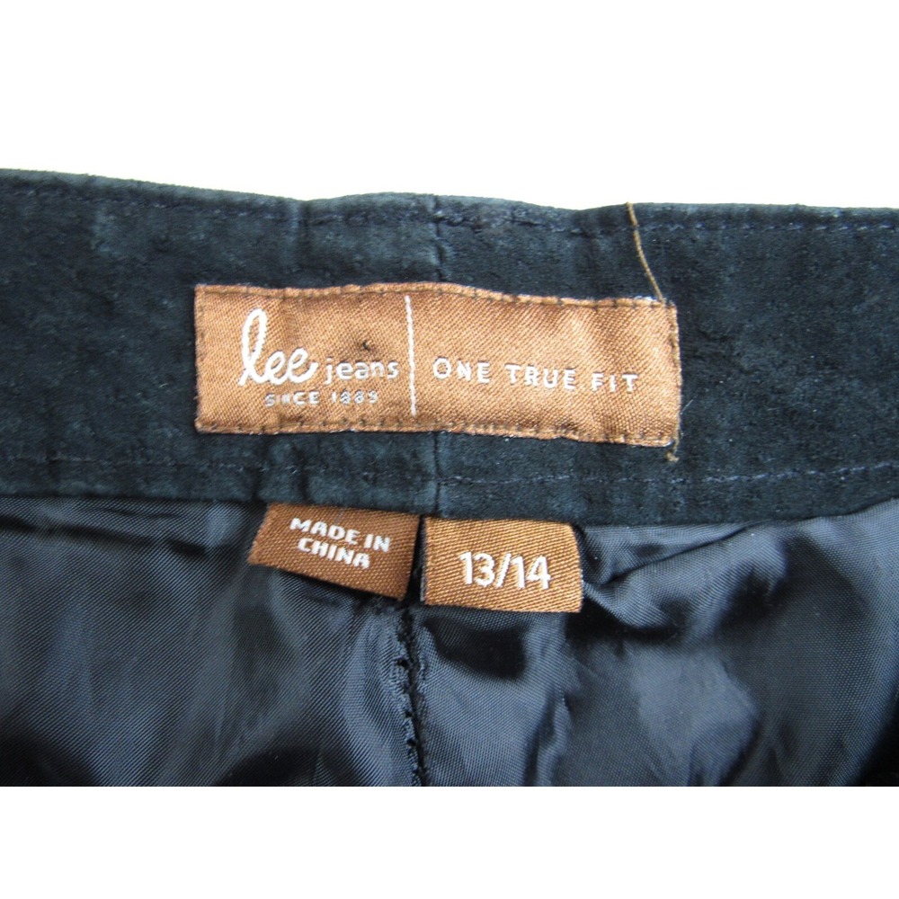 Lee Jeans Black One True Fit 100% Leather Suede Bootcut Lined Women Size 13/14 - Picture 8 of 8